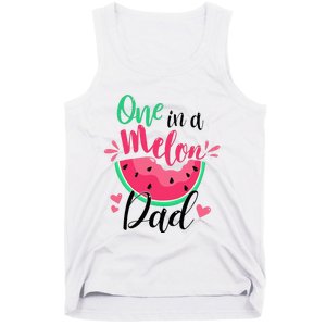 One In A Melon Dad Summer Birthday Party Matching Family Tank Top