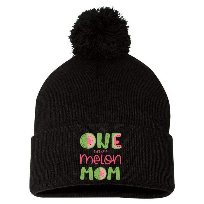 One In A Melon Mom Cute Watermelon First Birthday Pom Pom 12in Knit Beanie