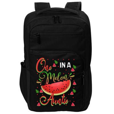 One In A Melon Auntie Watermelon Birthday Family Matching Impact Tech Backpack