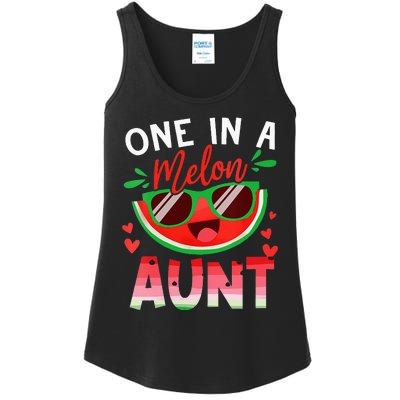 One In A Melon Aunt Watermelon Family Matching Ladies Essential Tank