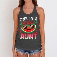 One In A Melon Aunt Watermelon Family Matching Women's Knotted Racerback Tank