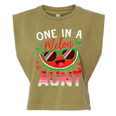 One In A Melon Aunt Watermelon Family Matching Garment-Dyed Women's Muscle Tee