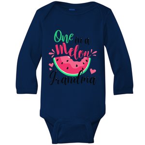 One In A Melon Grandma Summer Birthday Party Matching Baby Long Sleeve Bodysuit