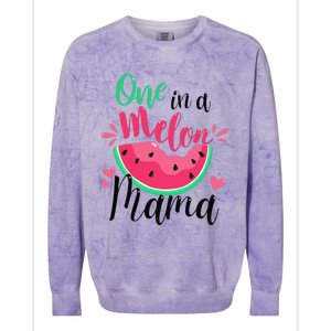 One In A Melon Mama Summer Birthday Party Matching Family Colorblast Crewneck Sweatshirt