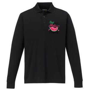 One In A Melon Mama Summer Birthday Party Matching Family Performance Long Sleeve Polo