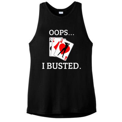 Oops I Busted Blackjack Sexy Queen Of Hearts Ladies PosiCharge Tri-Blend Wicking Tank