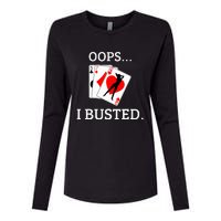 Oops I Busted Blackjack Sexy Queen Of Hearts Womens Cotton Relaxed Long Sleeve T-Shirt