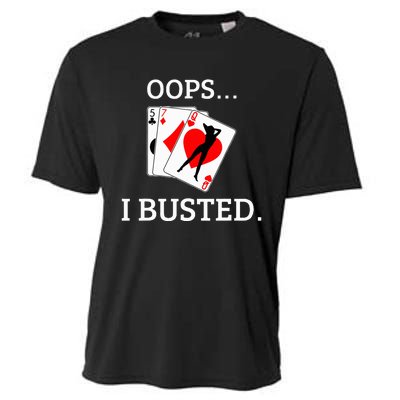 Oops I Busted Blackjack Sexy Queen Of Hearts Cooling Performance Crew T-Shirt