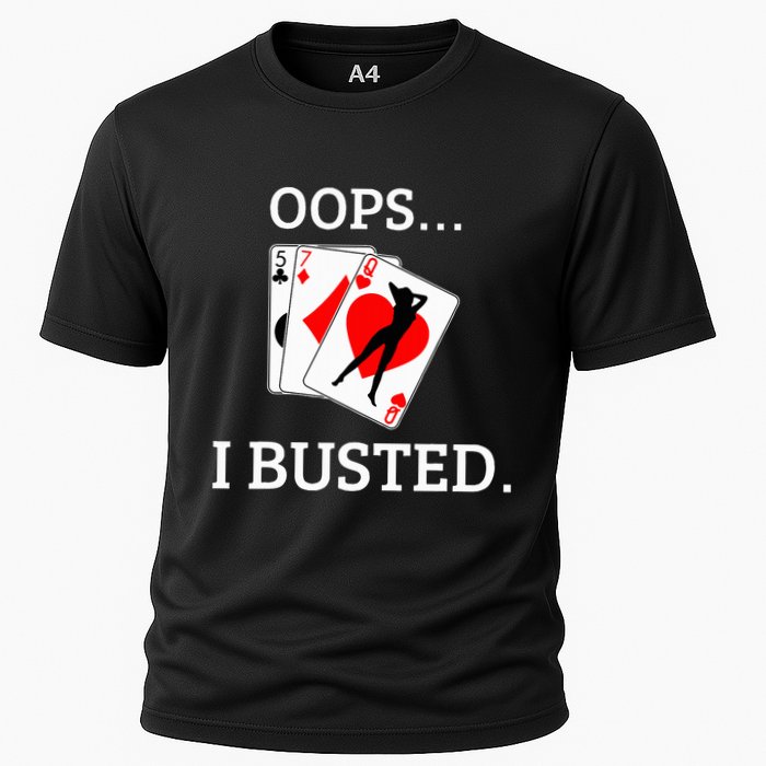 Oops I Busted Blackjack Sexy Queen Of Hearts Cooling Performance Crew T-Shirt