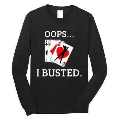 Oops I Busted Blackjack Sexy Queen Of Hearts Long Sleeve Shirt