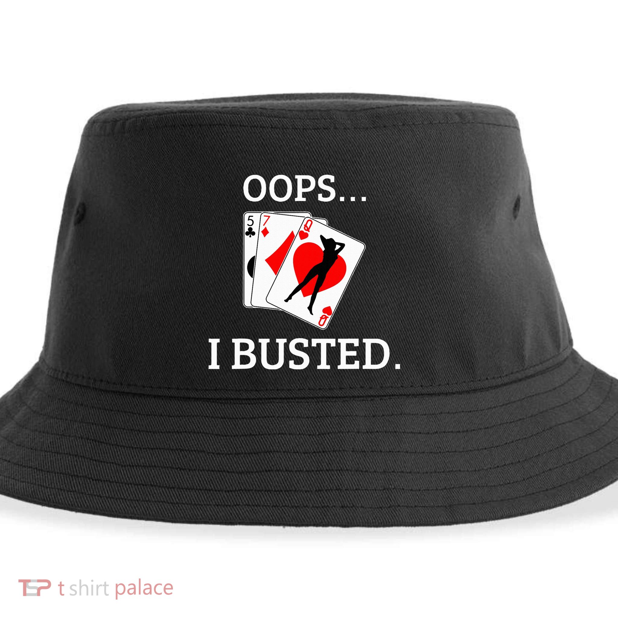 Oops I Busted Blackjack Sexy Queen Of Hearts Sustainable Bucket Hat
