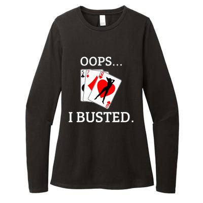 Oops I Busted Blackjack Sexy Queen Of Hearts Womens CVC Long Sleeve Shirt