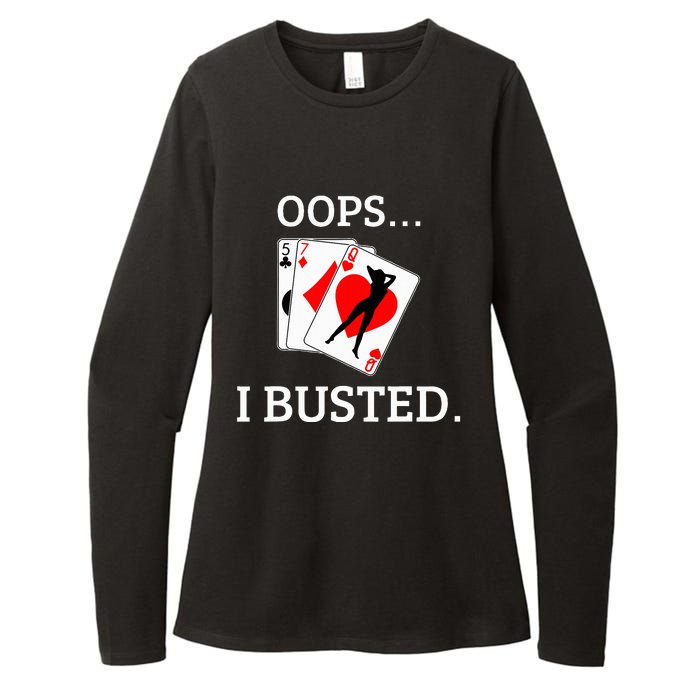 Oops I Busted Blackjack Sexy Queen Of Hearts Womens CVC Long Sleeve Shirt