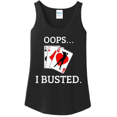 Oops I Busted Blackjack Sexy Queen Of Hearts Ladies Essential Tank