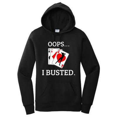 Oops I Busted Blackjack Sexy Queen Of Hearts Women's Pullover Hoodie