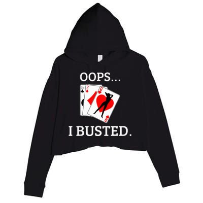 Oops I Busted Blackjack Sexy Queen Of Hearts Crop Fleece Hoodie