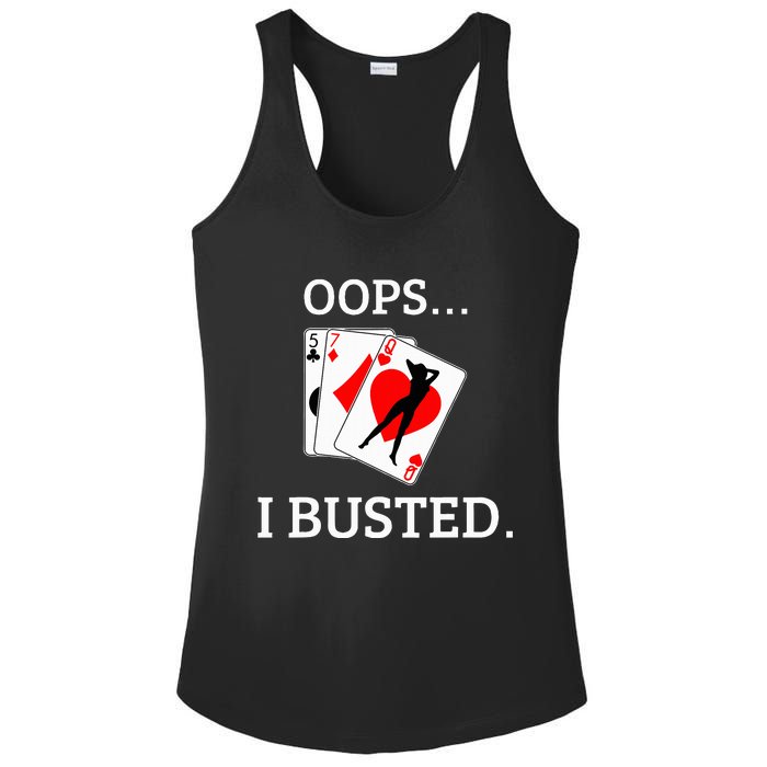 Oops I Busted Blackjack Sexy Queen Of Hearts Ladies PosiCharge Competitor Racerback Tank