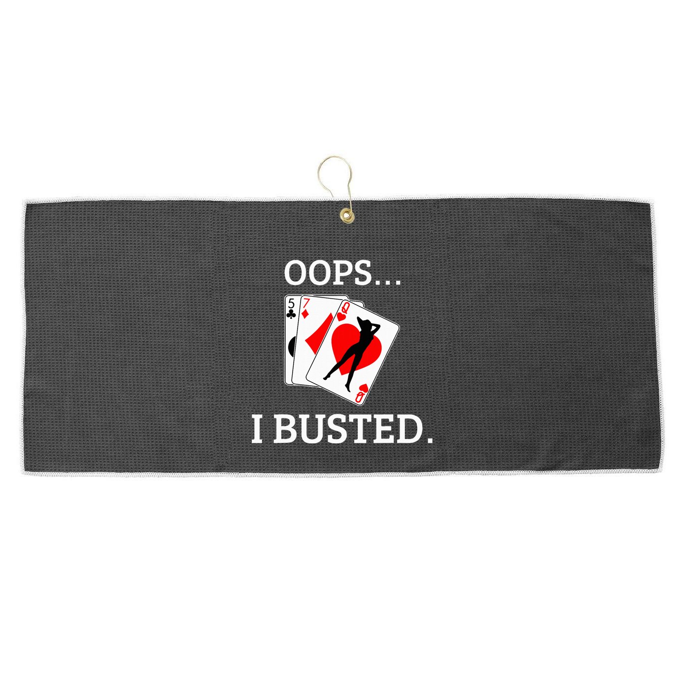 Oops I Busted Blackjack Sexy Queen Of Hearts Large Microfiber Waffle Golf Towel