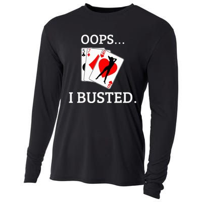 Oops I Busted Blackjack Sexy Queen Of Hearts Cooling Performance Long Sleeve Crew