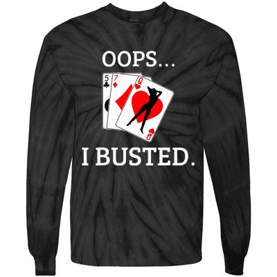 Oops I Busted Blackjack Sexy Queen Of Hearts Tie-Dye Long Sleeve Shirt