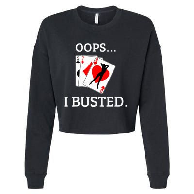 Oops I Busted Blackjack Sexy Queen Of Hearts Cropped Pullover Crew