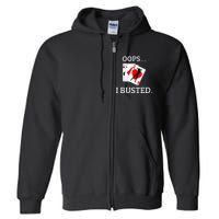 Oops I Busted Blackjack Sexy Queen Of Hearts Full Zip Hoodie