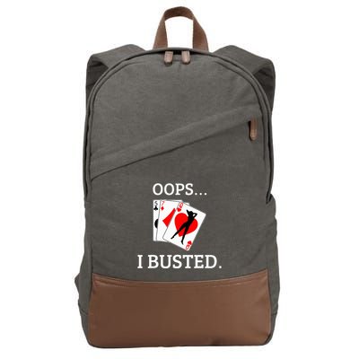 Oops I Busted Blackjack Sexy Queen Of Hearts Cotton Canvas Backpack