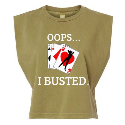 Oops I Busted Blackjack Sexy Queen Of Hearts Garment-Dyed Women's Muscle Tee