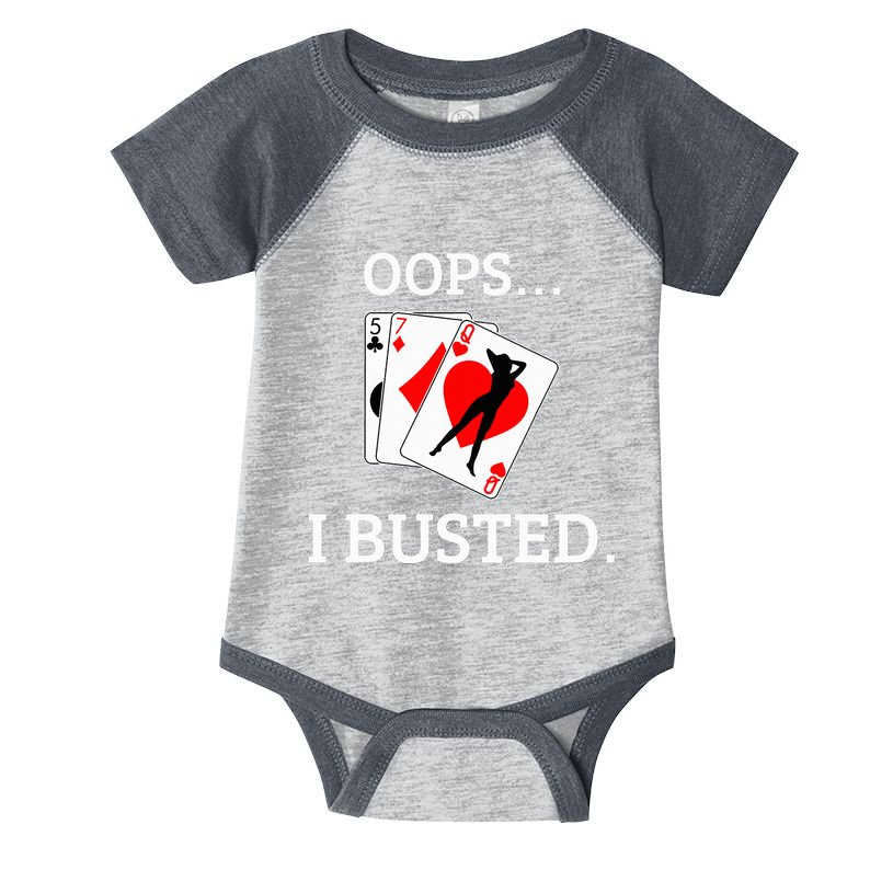 Oops I Busted Blackjack Sexy Queen Of Hearts Infant Baby Jersey Bodysuit
