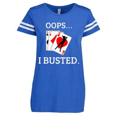 Oops I Busted Blackjack Sexy Queen Of Hearts Enza Ladies Jersey Football T-Shirt