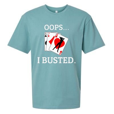 Oops I Busted Blackjack Sexy Queen Of Hearts Sueded Cloud Jersey T-Shirt