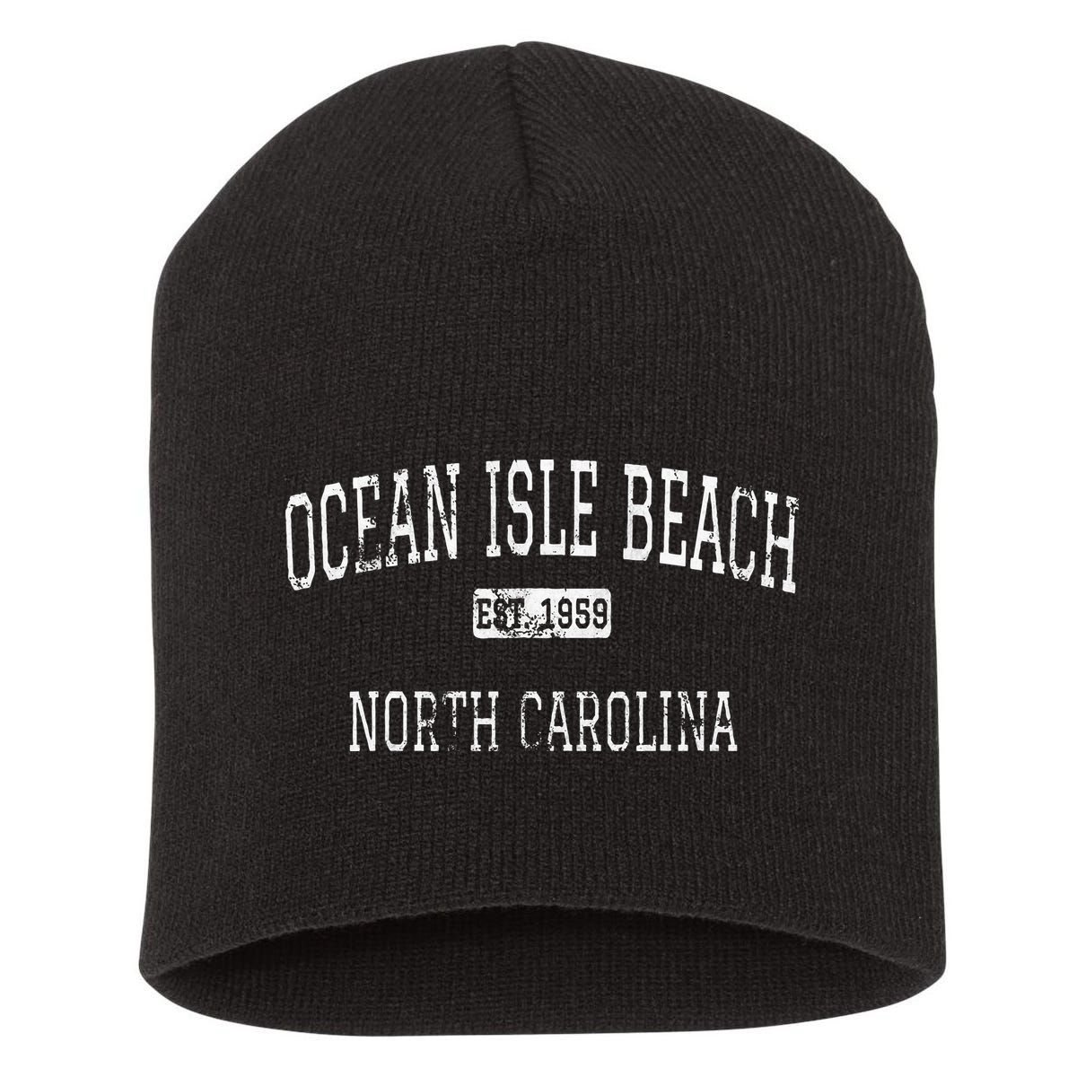 Ocean Isle Beach North Carolina Nc Vintage Short Acrylic Beanie