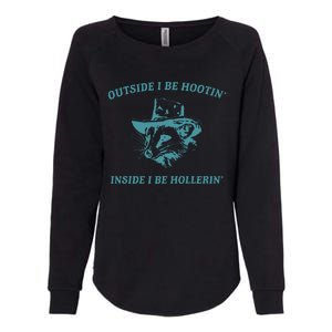 Outside I Be Hootin Raccoon Womens California Wash Sweatshirt