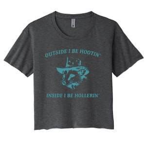 Outside I Be Hootin Raccoon Women's Crop Top Tee