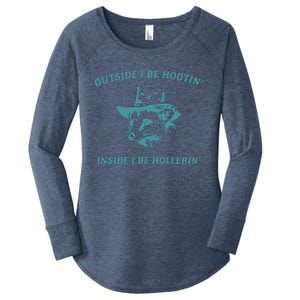 Outside I Be Hootin Raccoon Women's Perfect Tri Tunic Long Sleeve Shirt