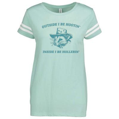 Outside I Be Hootin Raccoon Enza Ladies Jersey Football T-Shirt