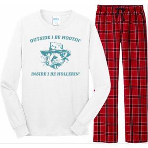 Outside I Be Hootin Raccoon Long Sleeve Pajama Set