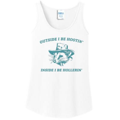 Outside I Be Hootin Raccoon Ladies Essential Tank