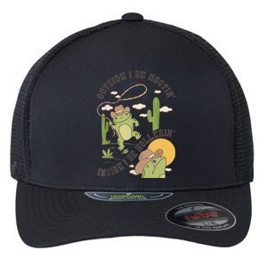 Outside I Be Hootin Inside I Be Hollerins Frog Flexfit Unipanel Trucker Cap