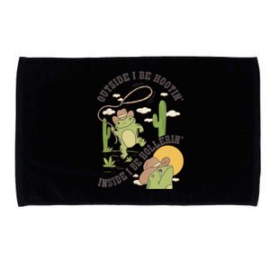 Outside I Be Hootin Inside I Be Hollerins Frog Microfiber Hand Towel