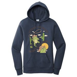 Outside I Be Hootin Inside I Be Hollerins Frog Women's Pullover Hoodie