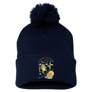 Outside I Be Hootin Inside I Be Hollerins Frog Pom Pom 12in Knit Beanie