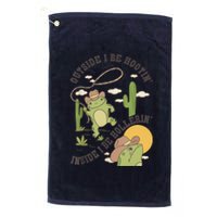 Outside I Be Hootin Inside I Be Hollerins Frog Platinum Collection Golf Towel