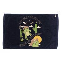 Outside I Be Hootin Inside I Be Hollerins Frog Grommeted Golf Towel