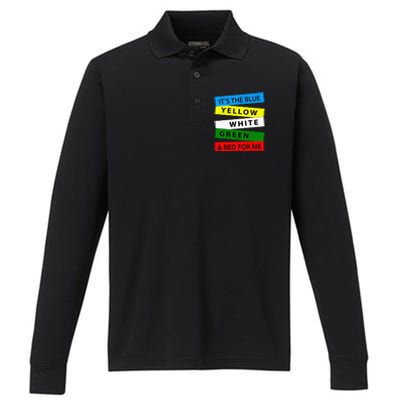 OES It's Blue Yellow White Green Red For Me Mother's Day Performance Long Sleeve Polo