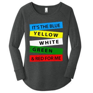 OES It's Blue Yellow White Green Red For Me Mother's Day Women's Perfect Tri Tunic Long Sleeve Shirt