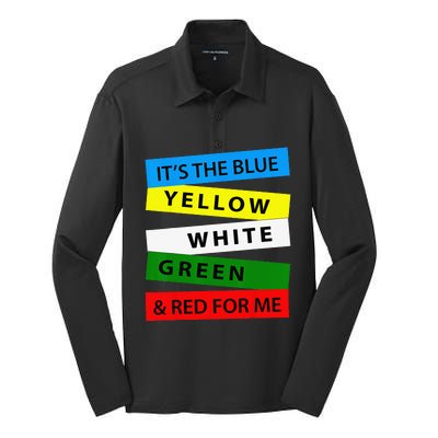 OES It's Blue Yellow White Green Red For Me Mother's Day Silk Touch Performance Long Sleeve Polo