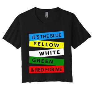 OES It's Blue Yellow White Green Red For Me Mother's Day Women's Crop Top Tee