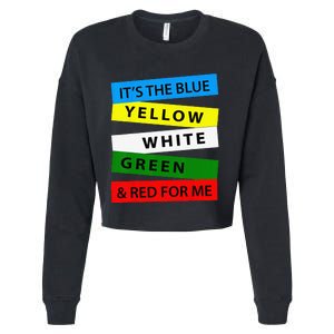 OES It's Blue Yellow White Green Red For Me Mother's Day Cropped Pullover Crew