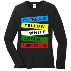 OES It's Blue Yellow White Green Red For Me Mother's Day Ladies Long Sleeve Shirt